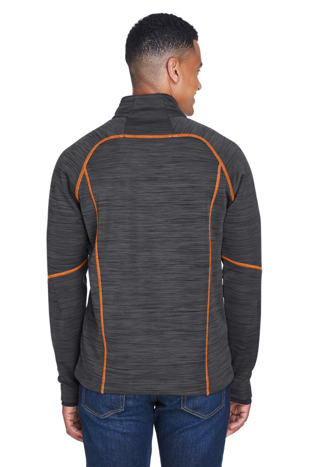 North End 88697 Mens Sport Red Flux Full Zip Jacket Carbon Grey/Orange Soda Model Back