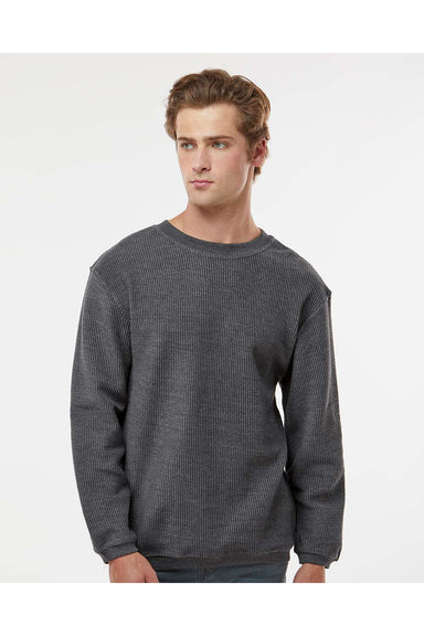 MV Sport 19179 Mens Corded Crewneck Sweatshirt Charcoal Grey Model Front