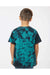 Dyenomite 20BCR Youth Crystal Tie Dyed Short Sleeve Crewneck T-Shirt Black/Teal Model Back