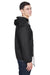 UltraClub 8915 Mens Wind & Water Resistant Full Zip Hooded Jacket Black Model Side