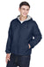 UltraClub 8915 Mens Wind & Water Resistant Full Zip Hooded Jacket Navy Blue Model 3q