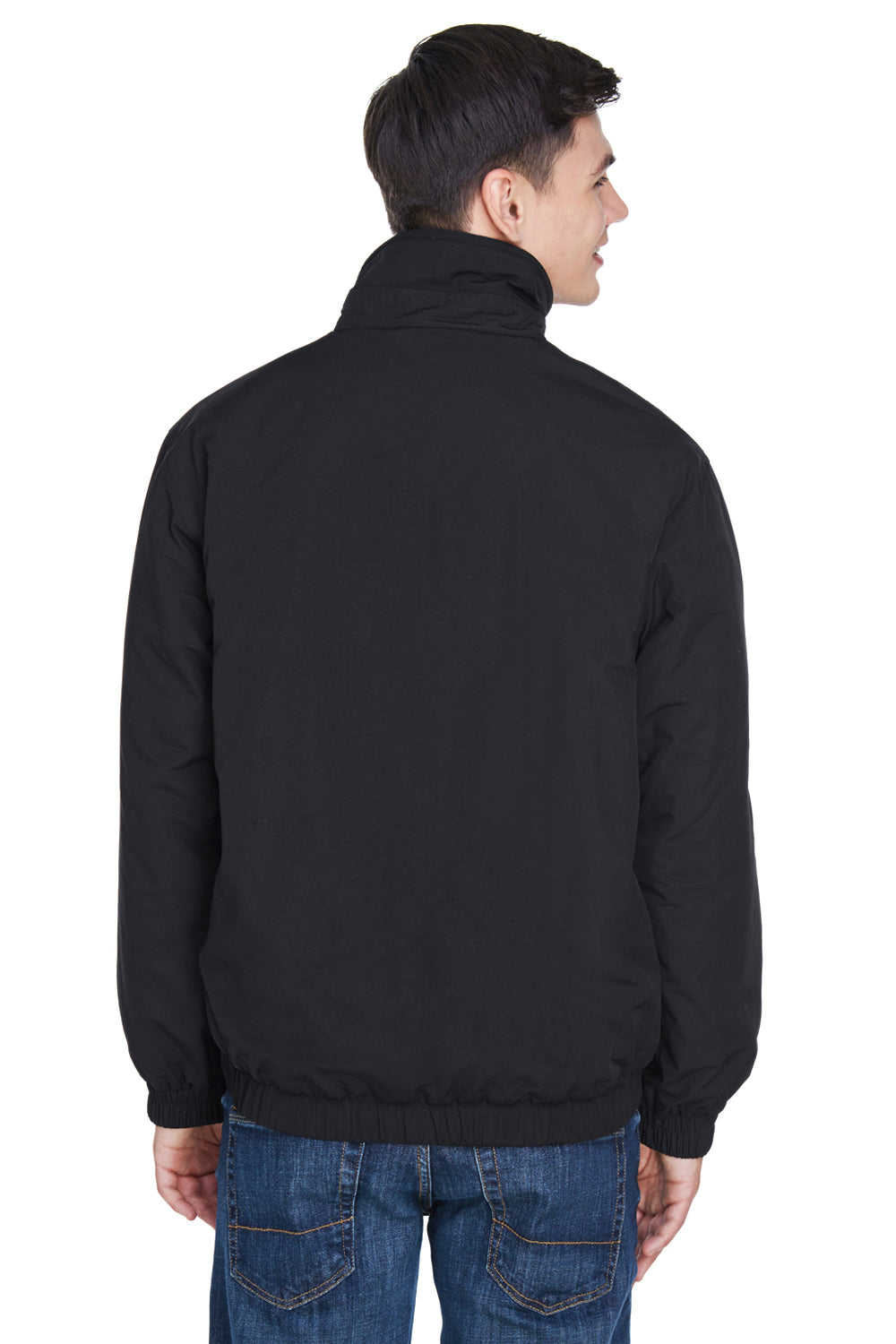 UltraClub 8921 Mens Adventure Wind & Water Resistant Full Zip Jacket Black Model Back