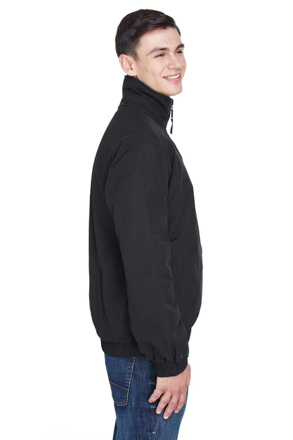 UltraClub 8921 Mens Adventure Wind & Water Resistant Full Zip Jacket Black Model Side