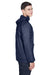 UltraClub 8925 Mens Pack Away Wind & Water Resistant 1/4 Zip Hooded Jacket True Navy Blue Model Side