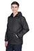 UltraClub 8925 Mens Pack Away Wind & Water Resistant 1/4 Zip Hooded Jacket Black Model 3q