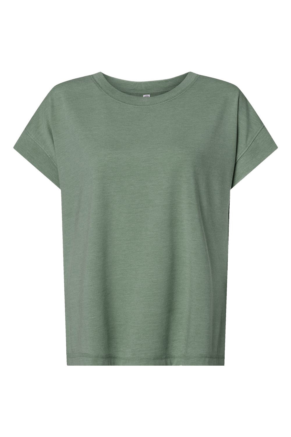 LAT 3502 Womens Relaxed Vintage Wash Short Sleeve Crewneck T-Shirt Basil Green Flat Front