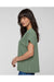 LAT 3502 Womens Relaxed Vintage Wash Short Sleeve Crewneck T-Shirt Basil Green Model Side