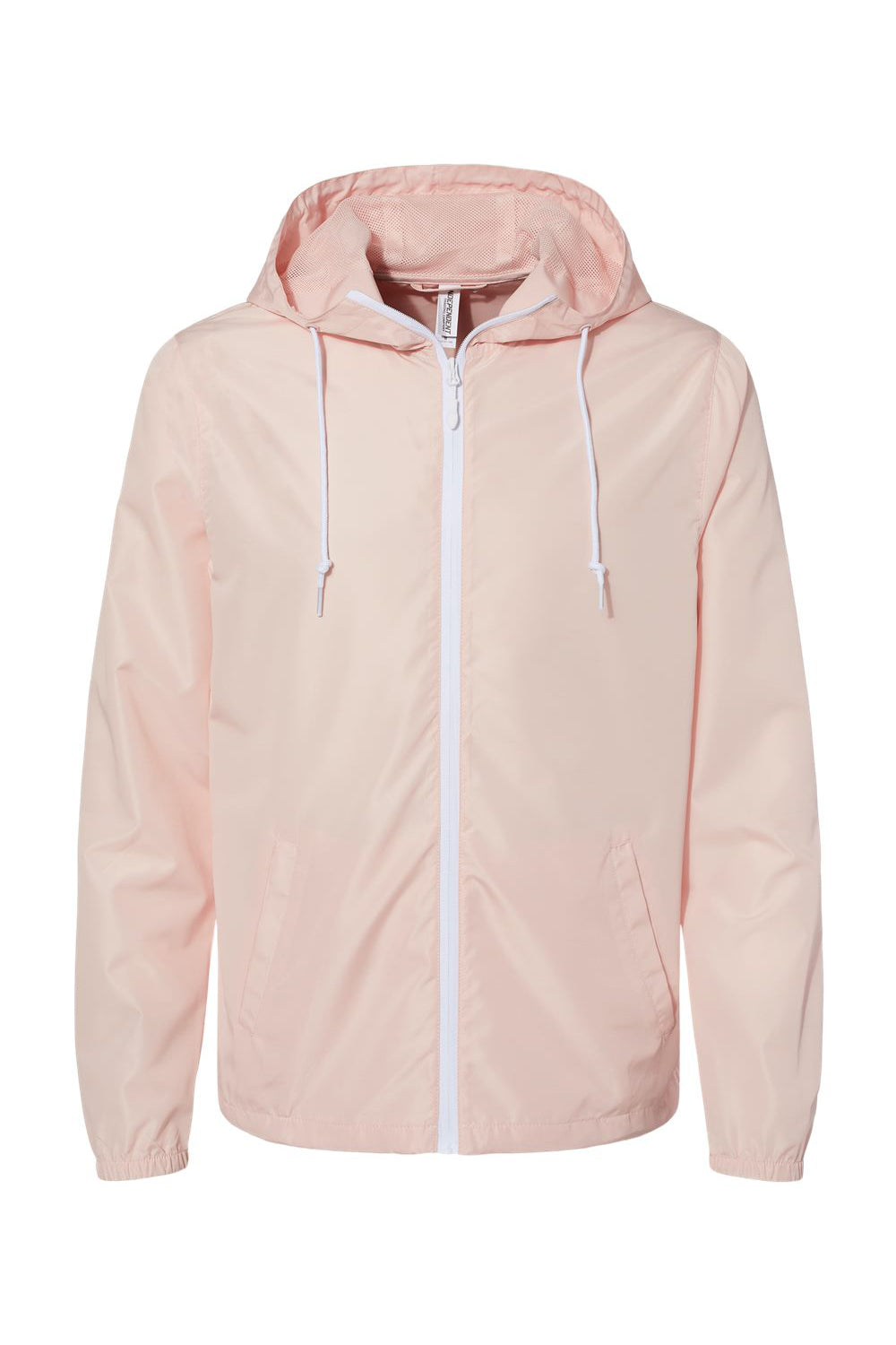 Independent Trading Co. EXP54LWZ Mens Full Zip Windbreaker Hooded Jacket Blush Pink Flat Front