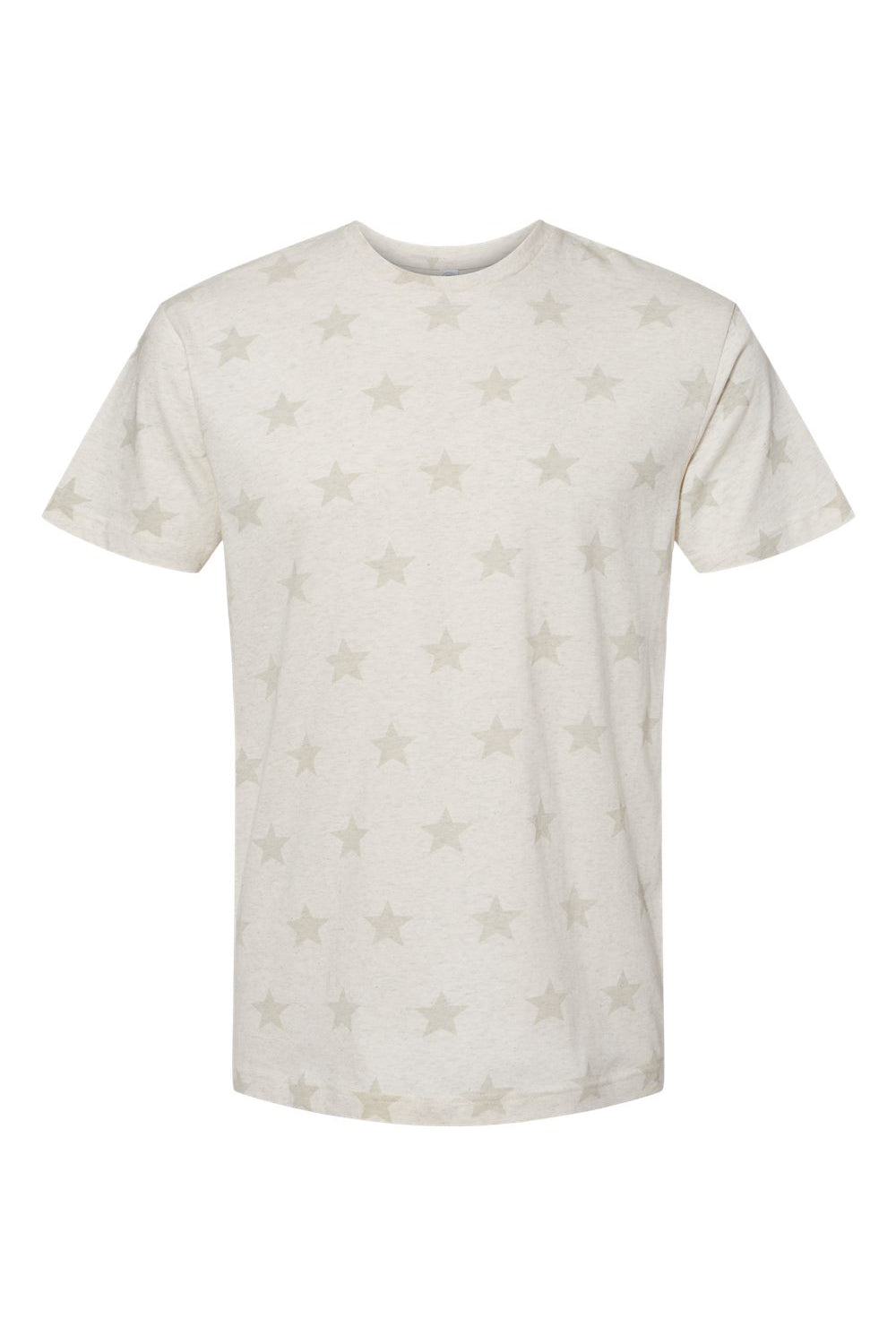 Code Five 3929 Mens Star Print Short Sleeve Crewneck T-Shirt Heather Natural Flat Front