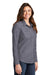 Port Authority LW380 Womens Slub Chambray Long Sleeve Button Down Shirt w/ Double Pockets True Navy Blue Model Side