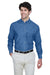 UltraClub 8960/8960T Mens Cypress Denim Long Sleeve Button Down Shirt w/ Pocket Indigo Blue Model Front