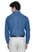 UltraClub 8960/8960T Mens Cypress Denim Long Sleeve Button Down Shirt w/ Pocket Indigo Blue Model Back