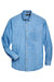 UltraClub 8960/8960T Mens Cypress Denim Long Sleeve Button Down Shirt w/ Pocket Light Blue Flat Front