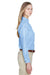 UltraClub 8966 Womens Cypress Denim Long Sleeve Button Down Shirt Light Blue Model Side