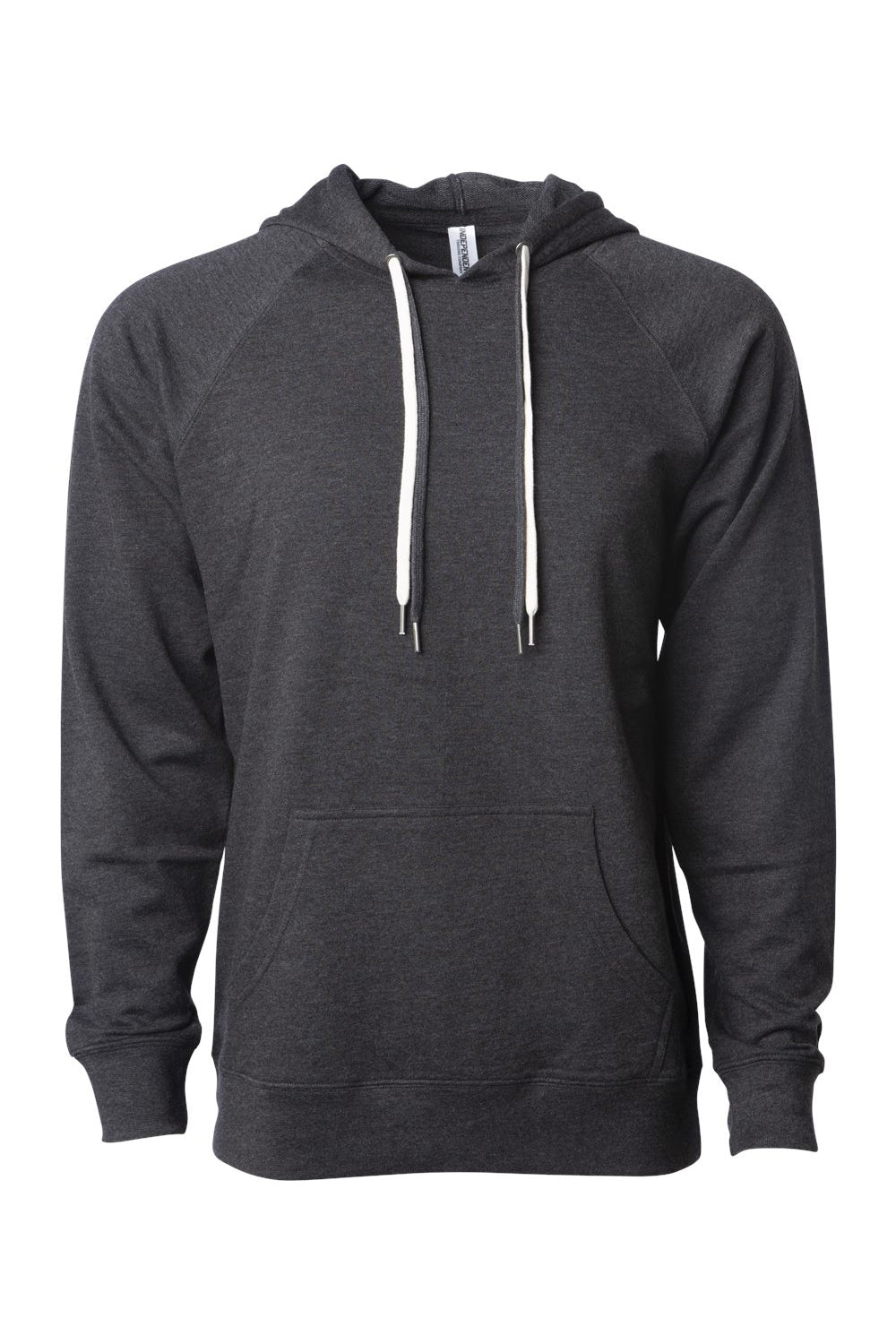 Independent Trading Co. SS1000 Mens Icon Loopback Terry Hooded Sweatshirt Hoodie Heather Charcoal Grey Flat Front