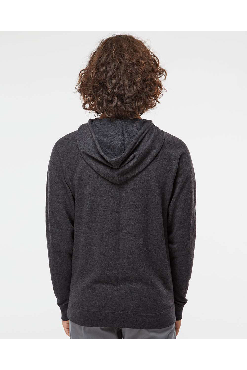 Independent Trading Co. SS1000 Mens Icon Loopback Terry Hooded Sweatshirt Hoodie Heather Charcoal Grey Model Back