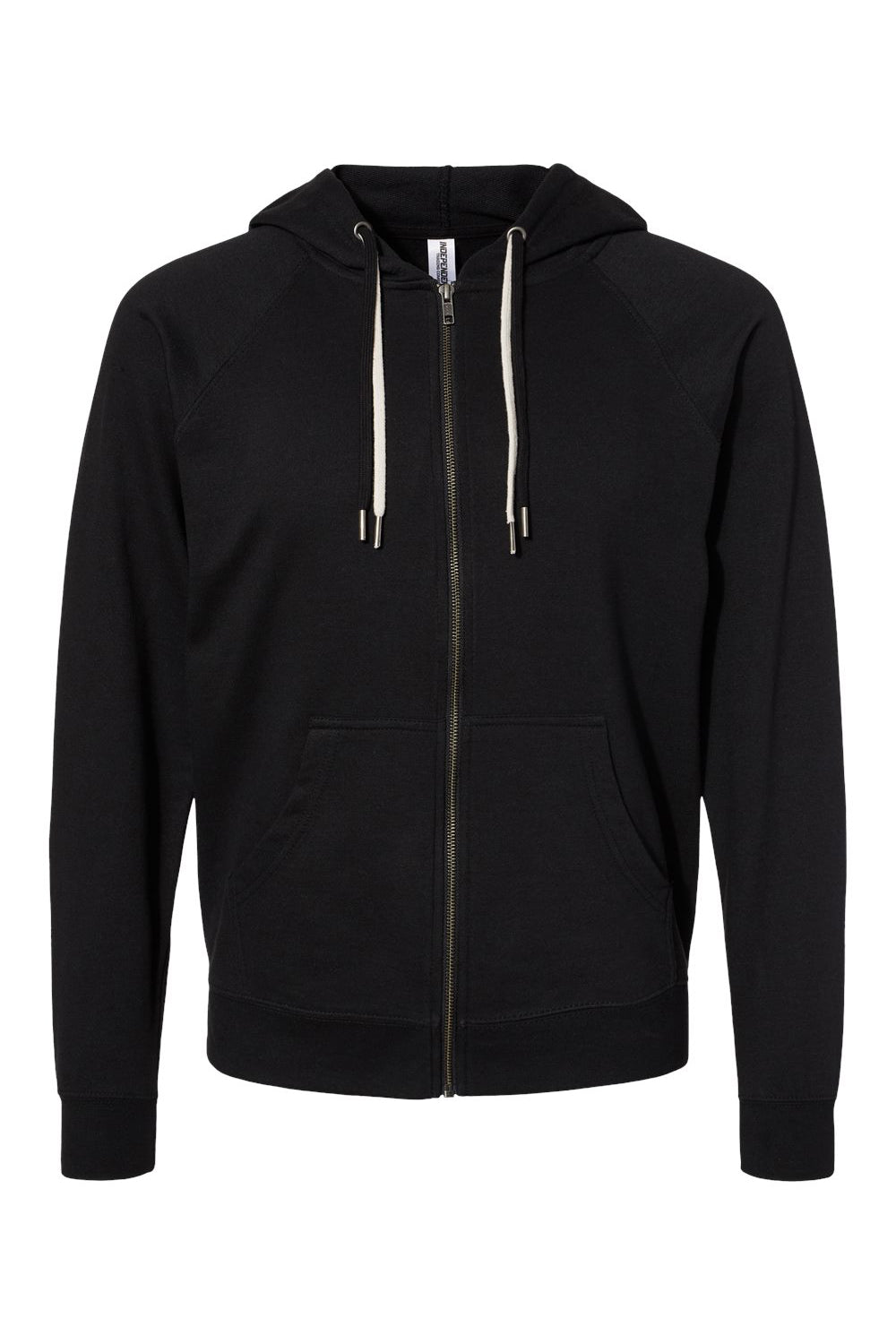 Independent Trading Co. SS1000Z Mens Icon Loopback Terry Full Zip Hooded Sweatshirt Hoodie Black Flat Front