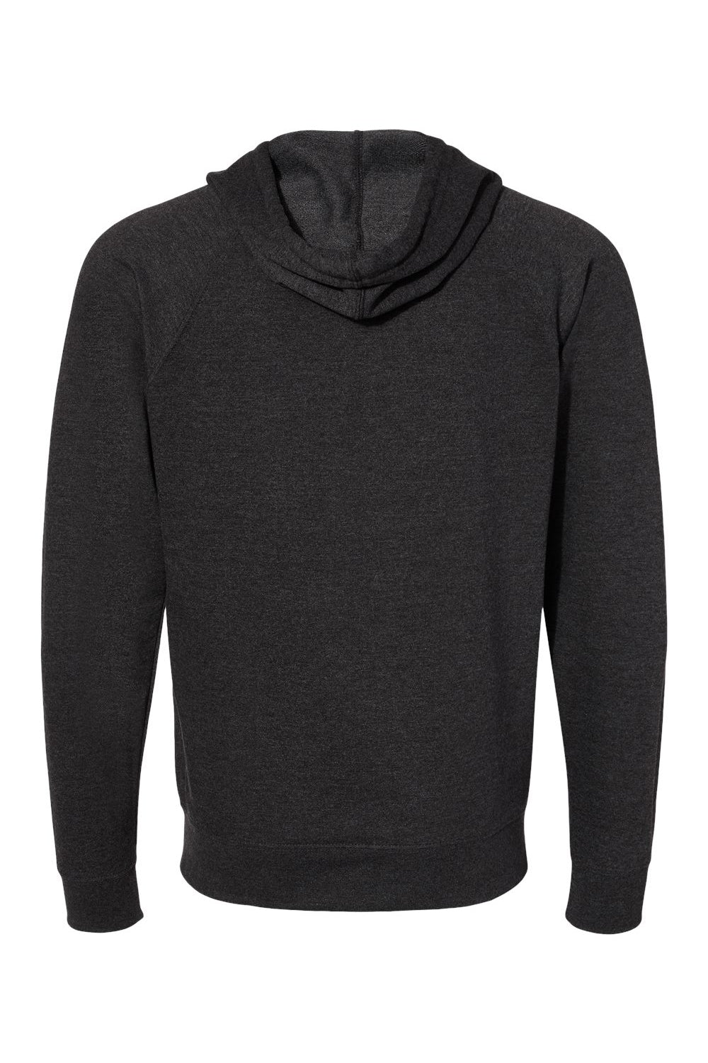 Independent Trading Co. SS1000Z Mens Icon Loopback Terry Full Zip Hooded Sweatshirt Hoodie Heather Charcoal Grey Flat Back