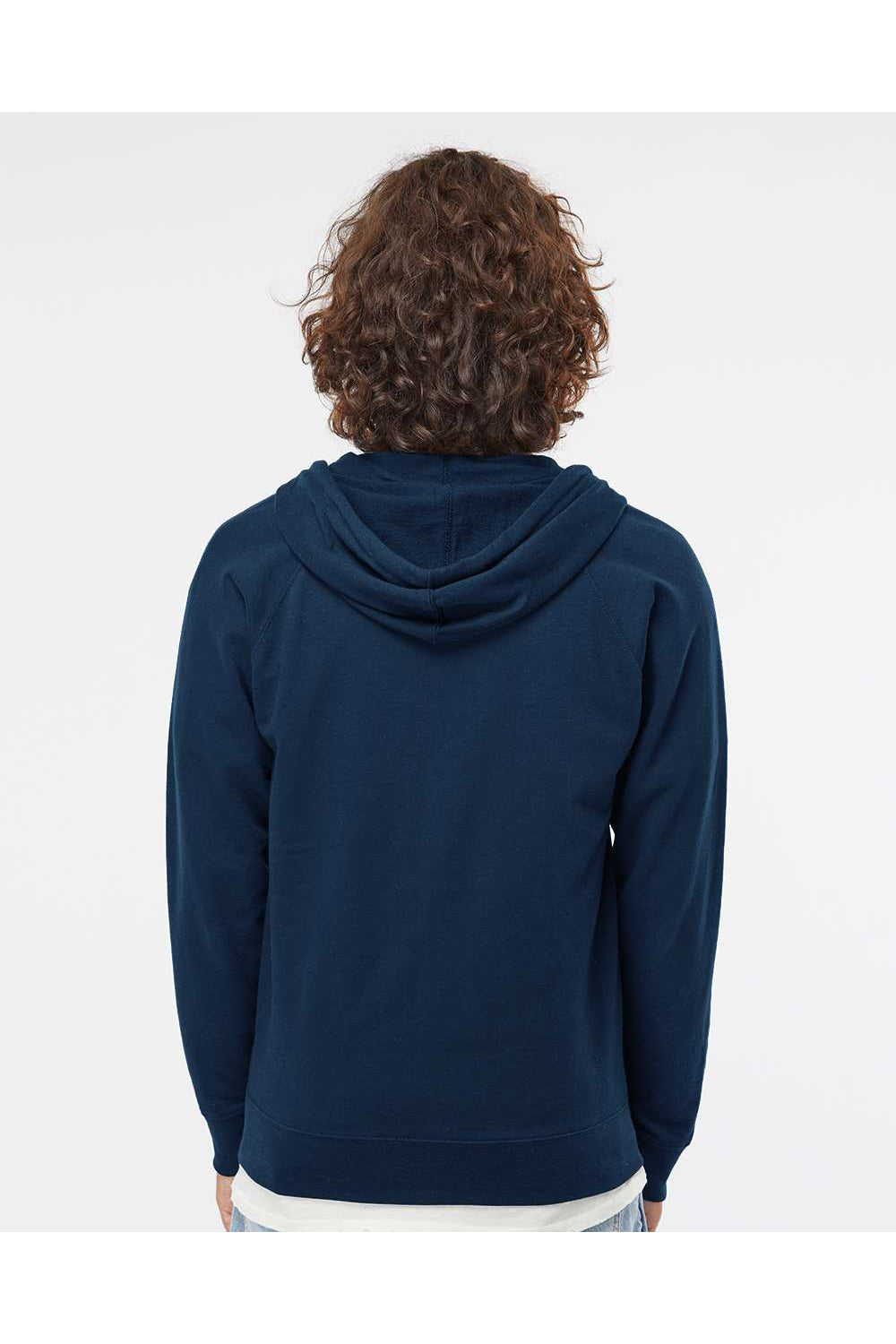 Independent Trading Co. SS1000Z Mens Icon Loopback Terry Full Zip Hooded Sweatshirt Hoodie Indigo Blue Model Back