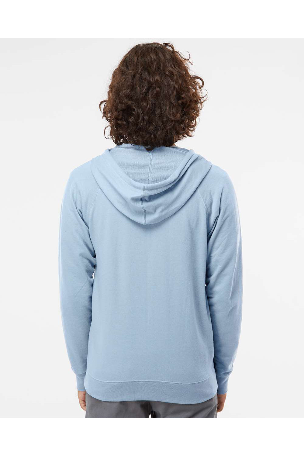 Independent Trading Co. SS1000Z Mens Icon Loopback Terry Full Zip Hooded Sweatshirt Hoodie Misty Blue Model Back