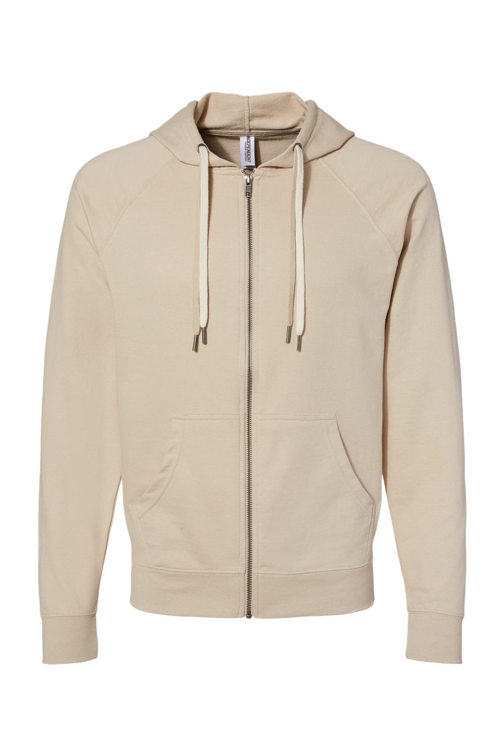 Independent Trading Co. SS1000Z Mens Icon Loopback Terry Full Zip Hooded Sweatshirt Hoodie Sand Flat Front