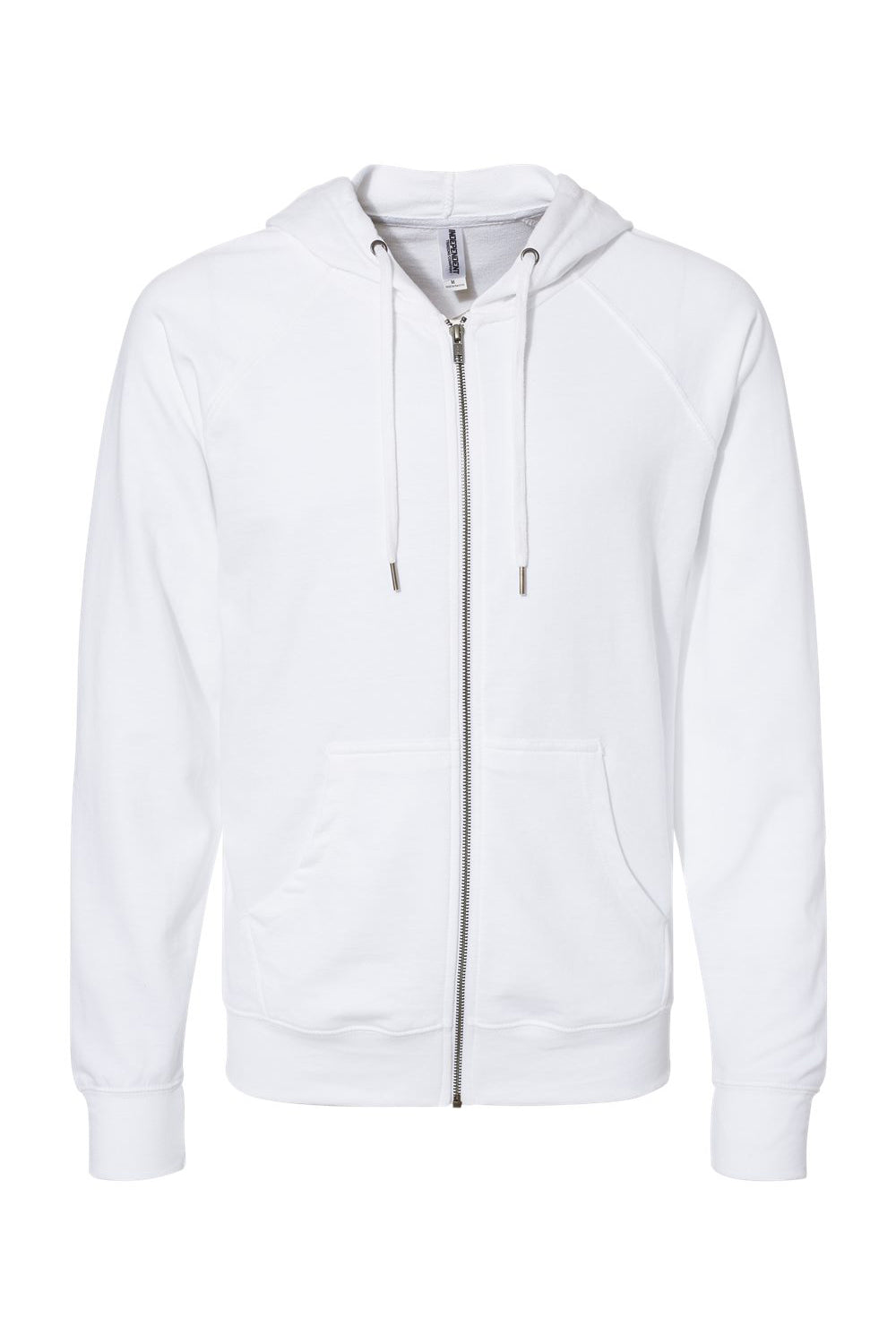 Independent Trading Co. SS1000Z Mens Icon Loopback Terry Full Zip Hooded Sweatshirt Hoodie White Flat Front