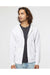 Independent Trading Co. SS1000Z Mens Icon Loopback Terry Full Zip Hooded Sweatshirt Hoodie White Model Front