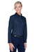 UltraClub 8976 Womens Whisper Long Sleeve Button Down Shirt Navy Blue Model 3q