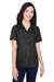 UltraClub 8981 Womens Cabana Breeze Short Sleeve Button Down Camp Shirt w/ Pocket Black Model Front