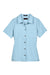 UltraClub 8981 Womens Cabana Breeze Short Sleeve Button Down Camp Shirt w/ Pocket Island Blue Flat Front