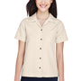 UltraClub Womens Cabana Breeze Short Sleeve Button Down Camp Shirt w/ Pocket - Stone - Closeout