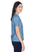 UltraClub 8981 Womens Cabana Breeze Short Sleeve Button Down Camp Shirt w/ Pocket Wedgewood Blue Model Side