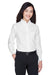 UltraClub 8990 Womens Classic Oxford Wrinkle Resistant Long Sleeve Button Down Shirt w/ Pocket White Model Front