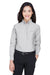 UltraClub 8990 Womens Classic Oxford Wrinkle Resistant Long Sleeve Button Down Shirt w/ Pocket Charcoal Grey Model Front