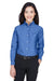 UltraClub 8990 Womens Classic Oxford Wrinkle Resistant Long Sleeve Button Down Shirt w/ Pocket French Blue Model Front