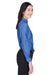 UltraClub 8990 Womens Classic Oxford Wrinkle Resistant Long Sleeve Button Down Shirt w/ Pocket French Blue Model Side