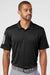 Adidas A480 Mens Floating 3 Stripes UPF 50+ Short Sleeve Polo Shirt Black Model Front