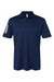 Adidas A480 Mens Floating 3 Stripes UPF 50+ Short Sleeve Polo Shirt Team Navy Blue/White Flat Front