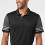 Adidas Mens Striped UPF 50+ Short Sleeve Polo Shirt - Black - Closeout