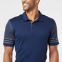 Adidas Mens Striped UPF 50+ Short Sleeve Polo Shirt - Team Navy Blue/Grey - Closeout