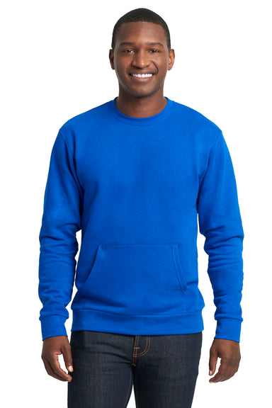 Next Level 9001 Mens Fleece Crewneck Sweatshirt w/ Pouch Pocket Royal Blue Model Front