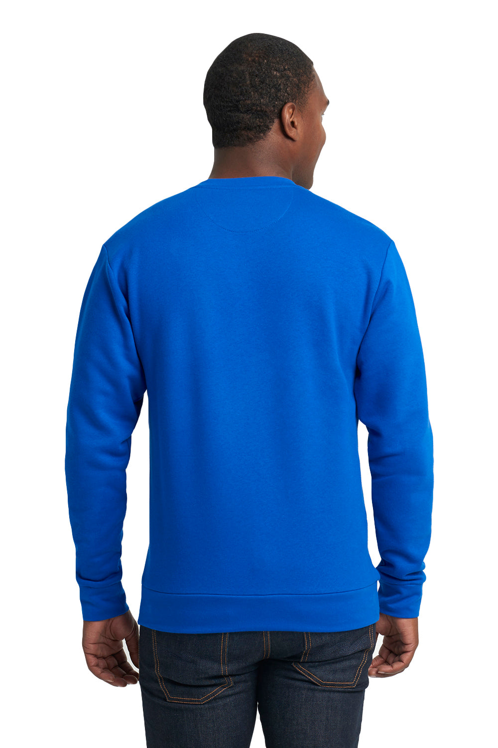 Next Level 9001 Mens Fleece Crewneck Sweatshirt w/ Pouch Pocket Royal Blue Model Back