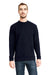 Next Level 9001 Mens Fleece Crewneck Sweatshirt w/ Pouch Pocket Midnight Navy Blue Model Front