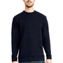 Next Level Mens Fleece Crewneck Sweatshirt w/ Pouch Pocket - Midnight Navy Blue