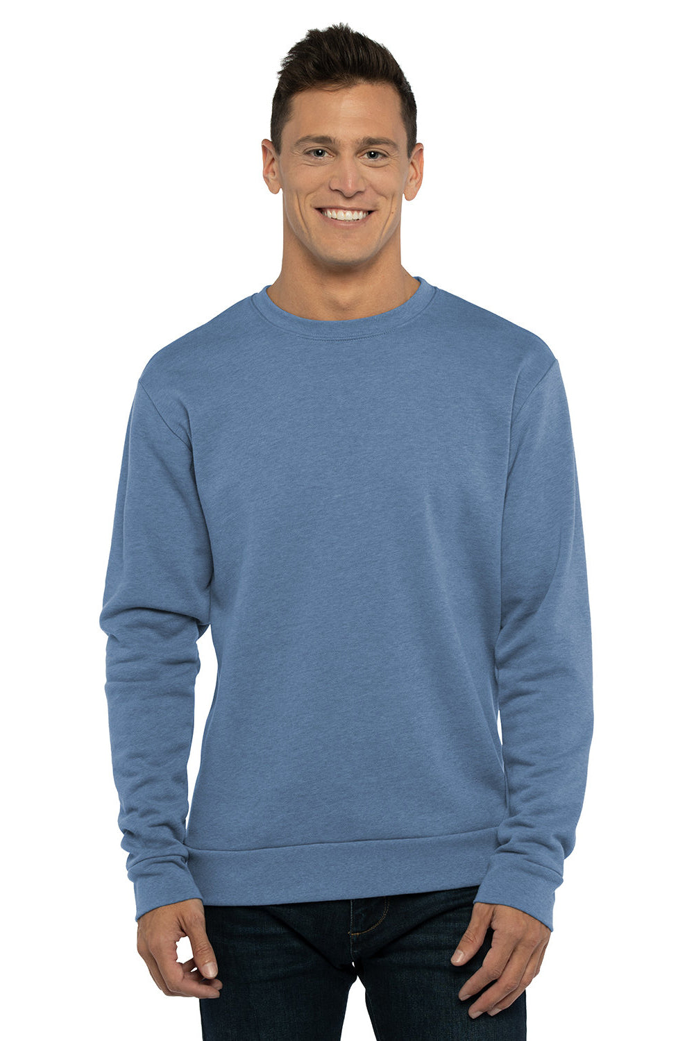 Next Level 9002NL Mens PCH Crewneck Sweatshirt Heather Bay Blue Model Front