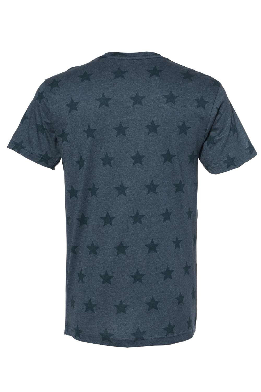 Code Five 3929 Mens Star Print Short Sleeve Crewneck T-Shirt Denim Blue Flat Back