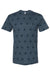 Code Five 3929 Mens Star Print Short Sleeve Crewneck T-Shirt Denim Blue Flat Front