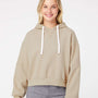 MV Sport Womens Sueded Fleece Crop Hooded Sweatshirt Hoodie - Atmosphere - NEW