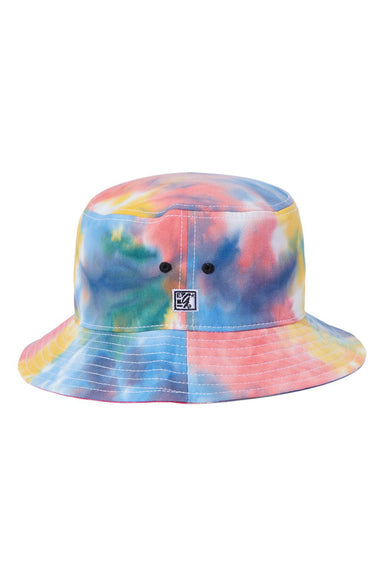 The Game GB493 Mens Tie-Dye Bucket Hat Black Rainbow Flat Front