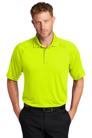 CornerStone CS420 Mens Select Tactical Moisture Wicking Short Sleeve Polo Shirt Safety Yellow Model Front